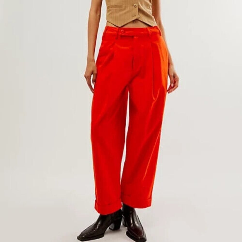 Free People Needed Breaking Trousers Mid Rise Wide Leg Pants M 8